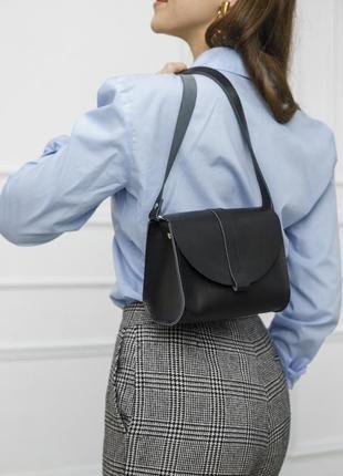 Женская кожаная сумка "ева" кожа crust, цвет черный7 фото