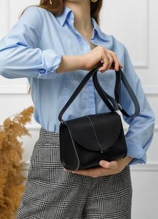 Женская кожаная сумка "ева" кожа crust, цвет черный4 фото