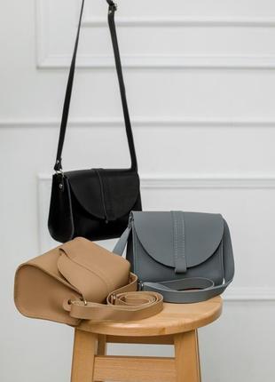 Женская кожаная сумка "ева" кожа crust, цвет черный8 фото
