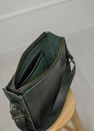 Женский кожаный шоппер "лентана" кожа crazy horse, цвет зеленый8 фото