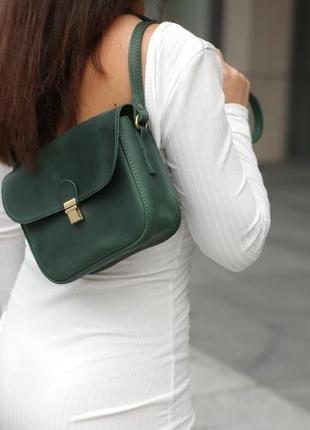Женская кожаная сумка "джеви" кожа crazy horse, цвет зеленый