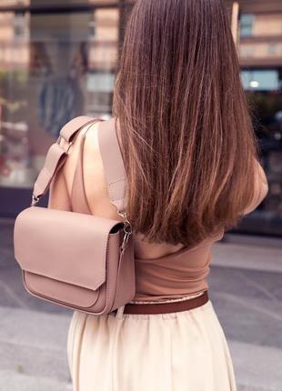 Жіноча шкіряна сумка "мілана" шкіра гранд, колір пудра1 фото