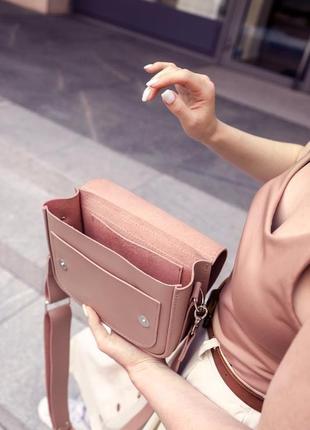 Жіноча шкіряна сумка "мілана" шкіра гранд, колір пудра4 фото