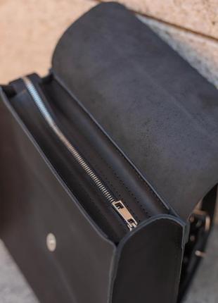 Шкіряний рюкзак "універсал люкс" шкіра crust, колір чорний10 фото