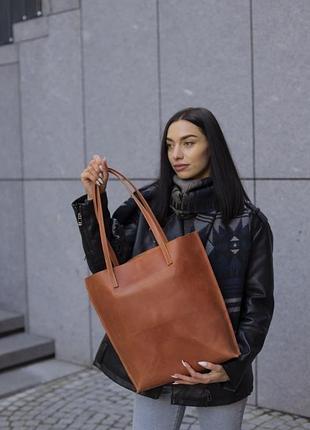 Шкіряна сумка "шопер мохаве" шкіра crazy horse, колір коньяк