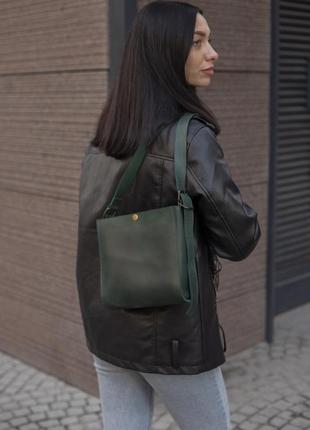 Жіноча шкіряна сумка "фокс" шкіра crazy horse (крейзі хорс), колір зелений9 фото