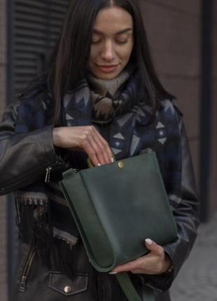 Жіноча шкіряна сумка "фокс" шкіра crazy horse (крейзі хорс), колір зелений8 фото