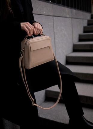 Шкіряна сумка "китай" шкіра гранд (grand), колір бежевий9 фото