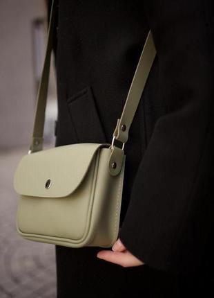 Шкіряна сумка "матільда" шкіра гранд (grand), колір оливка6 фото