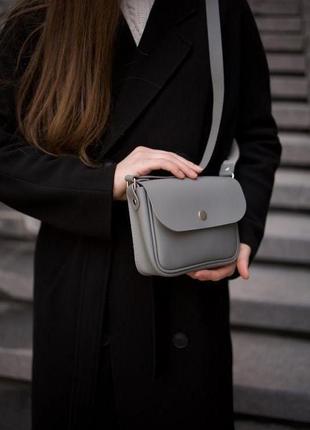 Шкіряна сумка "матільда" шкіра гранд (grand), колір сірий8 фото