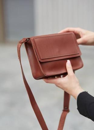 Шкіряна жіноча сумка "бонні" шкіра краст (crust), колір коричневий1 фото