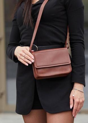 Шкіряна жіноча сумка "бонні" шкіра краст (crust), колір коричневий4 фото