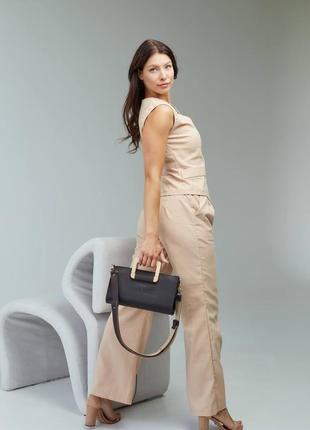 Шкіряна сумка з дерев'яними ручками "дора" шкіра крейзі хорс (crazy horse), колір шоколад6 фото