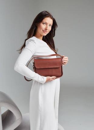 Шкіряна жіноча сумка "багет xl" шкіра краст (crust), колір коричневий10 фото