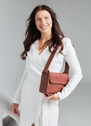 Шкіряна жіноча сумка "багет xl" шкіра краст (crust), колір коричневий7 фото