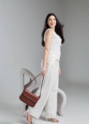 Шкіряна жіноча сумка "багет xl" шкіра краст (crust), колір коричневий4 фото