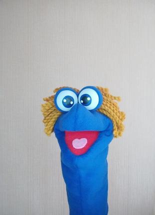 Чапа синій іграшка на руку з відкидним ротом4 фото