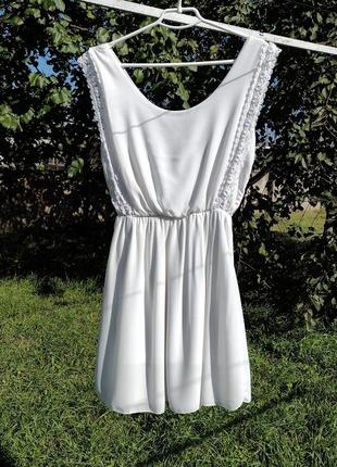 Красивое белое платье zebra италия с кружевом2 фото