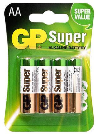 Батарейка gp super alkaline 1.5v 15a-u4 щелочная, lr6, аа (4891199000034)