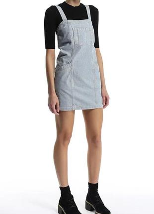 🆂🅰🅻🅴 джинсовий світлий сарафан у смужку, джинсовый голубой сарафан topshop