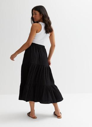 Черная длинная шифоновая юбка на подкладке new look #34193 фото