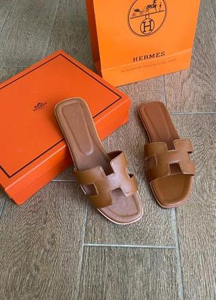 Стильные шлепанцы hermes коричневого&nbsp; цвета😍