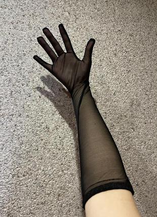 Мега сексуальные полупрозрачные перчатки из нежной сеточки под платье/фотосессию/образ/корпоратив/косплей🖤4 фото