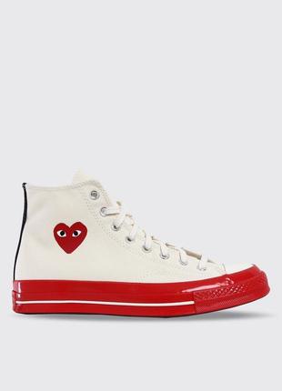 Красные кеды с сердцем converse comme des garcons