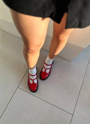 Туфли женские кожа наплак красные2 фото