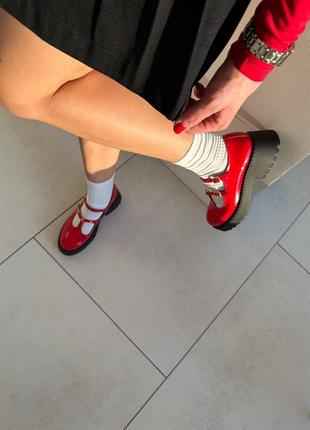 Туфли женские кожа наплак красные7 фото