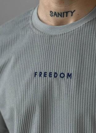 Стильная вельветовая футболка "freedom"6 фото