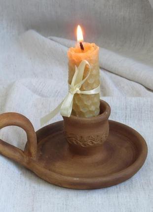 Керамический подсвечник с тарелочкой підсвічник