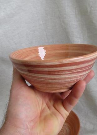 Керамическая тарелка миска гончарная салатница глиняная миска для супа8 фото