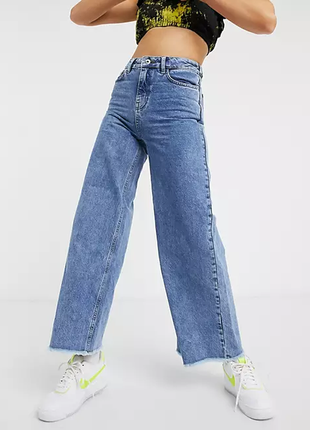 Джинсы светлые широкие collusion x007 wide leg jeans in stonewash blue4 фото