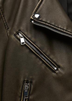 Байкерская куртка из искусственной кожи с ношенным эффектом zara3 фото