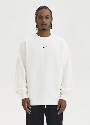 Чоловічий oversize світшот nike однотонний на флісі кофта-толстовка найк розмір оверсайз колір білий