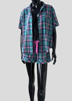 Фланелевая хлопковая пижама с шортами victoria’s secret рубашка шорты3 фото