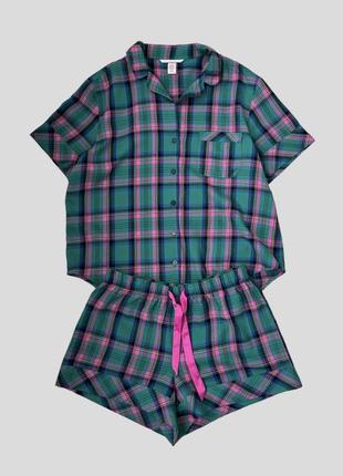Фланелевая хлопковая пижама с шортами victoria’s secret рубашка шорты2 фото