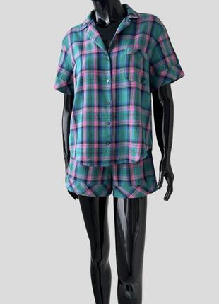 Фланелевая хлопковая пижама с шортами victoria’s secret рубашка шорты4 фото