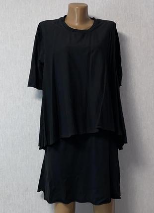 Черное двухъярусное платье коттон cos