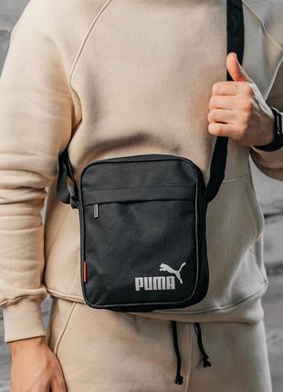 Стильна барсетка puma, практична сумка через плече пума, спортивна барсетка, колір чорний1 фото