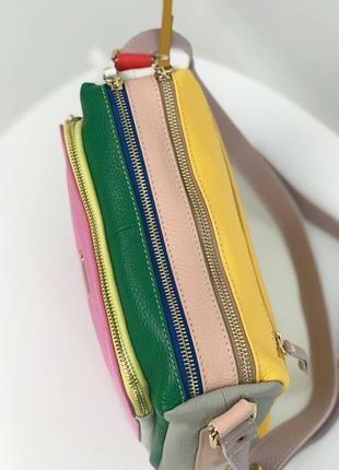 Італійська шкіряна жіноча сумка на плече різнобарвна від бренда vezze4 фото