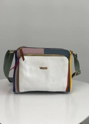 Італійська шкіряна жіноча сумка на плече різнобарвна від бренда vezze5 фото