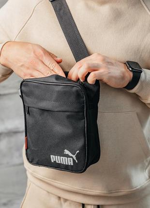 Стильна барсетка puma, практична сумка через плече пума, спортивна барсетка, колір чорний3 фото