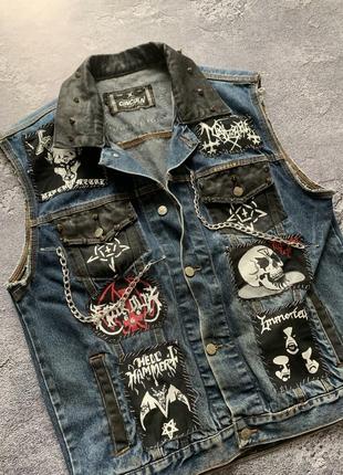 Punk rock patched painted spiked vest streetwear y2k sk8 vintage archive punk gothic opium avant  merch affliction  new rock4 фото