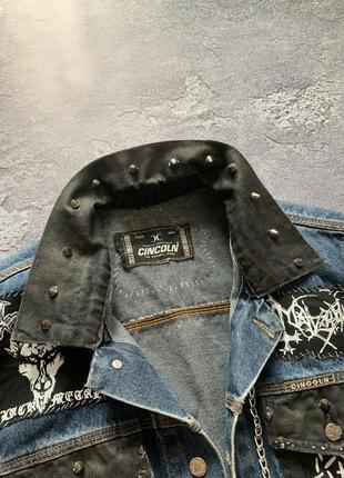 Punk rock patched painted spiked vest streetwear y2k sk8 vintage archive punk gothic opium avant  merch affliction  new rock9 фото