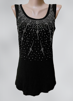💖💖💖стильна чорна жіноча майка, топ у стразах laura t classic💖💖💖