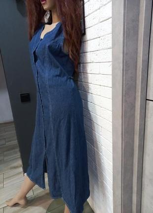 Стильное, красивое,натуральное,джинсовое легкое платье,миди,длинная пуговицы3 фото