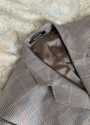 Винтажный роскошный оверсайз жакет пиджак в гусиную лапку удлиненный 100% шерсть5 фото
