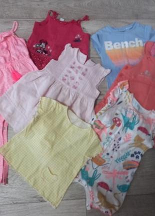 Набор комплект пакет летних вещей для девочки 12- 24 месяца комбезы, сарафаны, платье, футболки